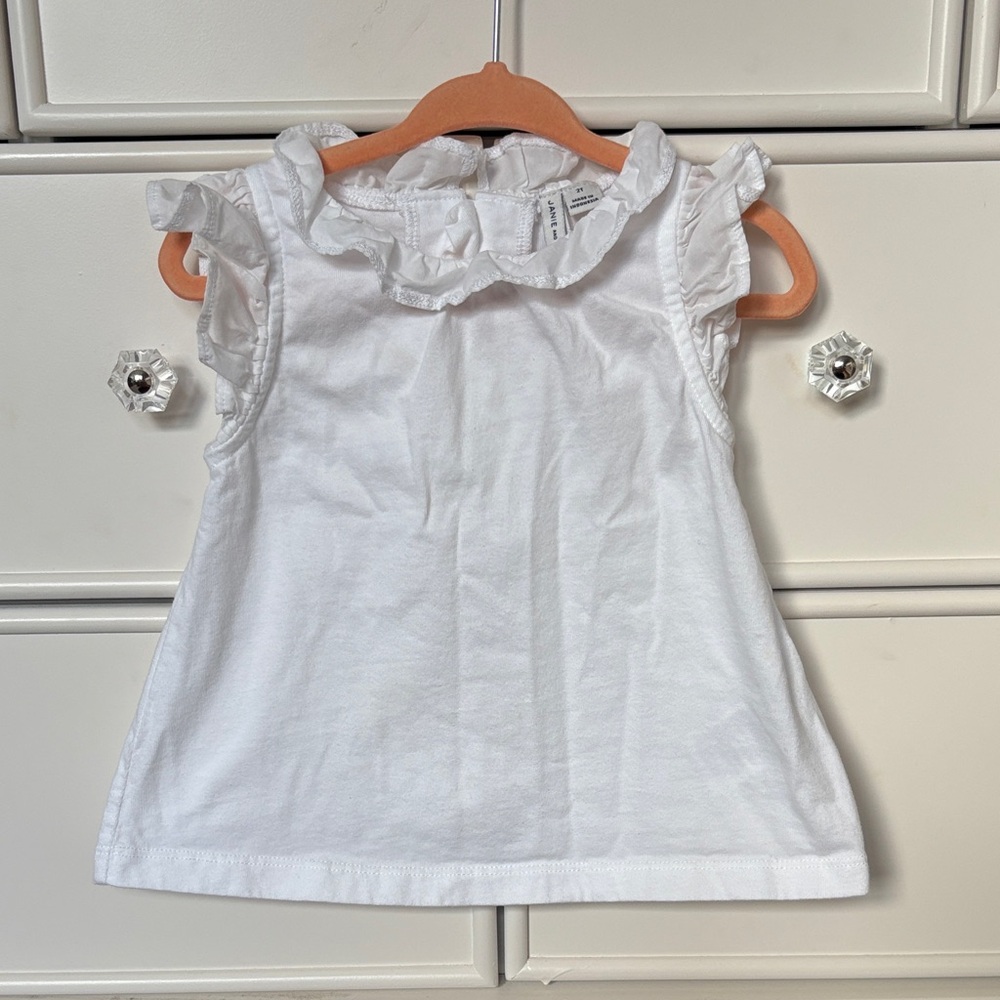 Janie and Jack White Ruffle Sleeve Top